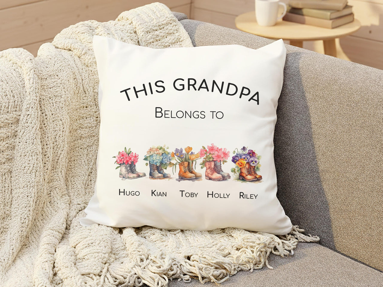 Personalised Grandpa Cushion - Fun Family Keepsake with Grandchildren's Names