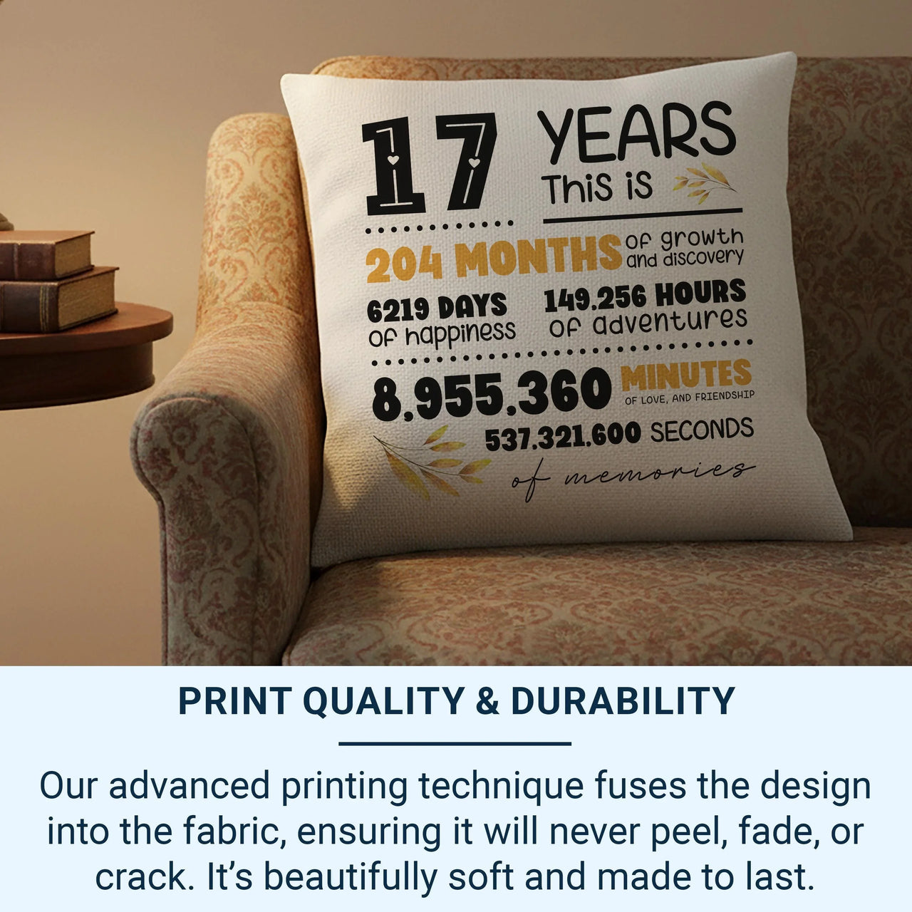 Personalised 17th Anniversary Cushion - Years of Happiness & Memories Keepsake