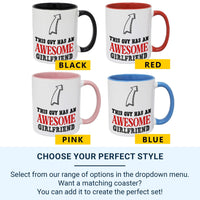 This Guy Has an Awesome Girlfriend Mug – Bold Arrow Graphic – Funny Couples and Valentine Gift for Boyfriend