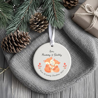 Personalised 1st Family Christmas Ornament - Adorable Trio Foxes Design - Xmas Keepsake - Christmas Eve Box Filler - Holiday Gift for Family