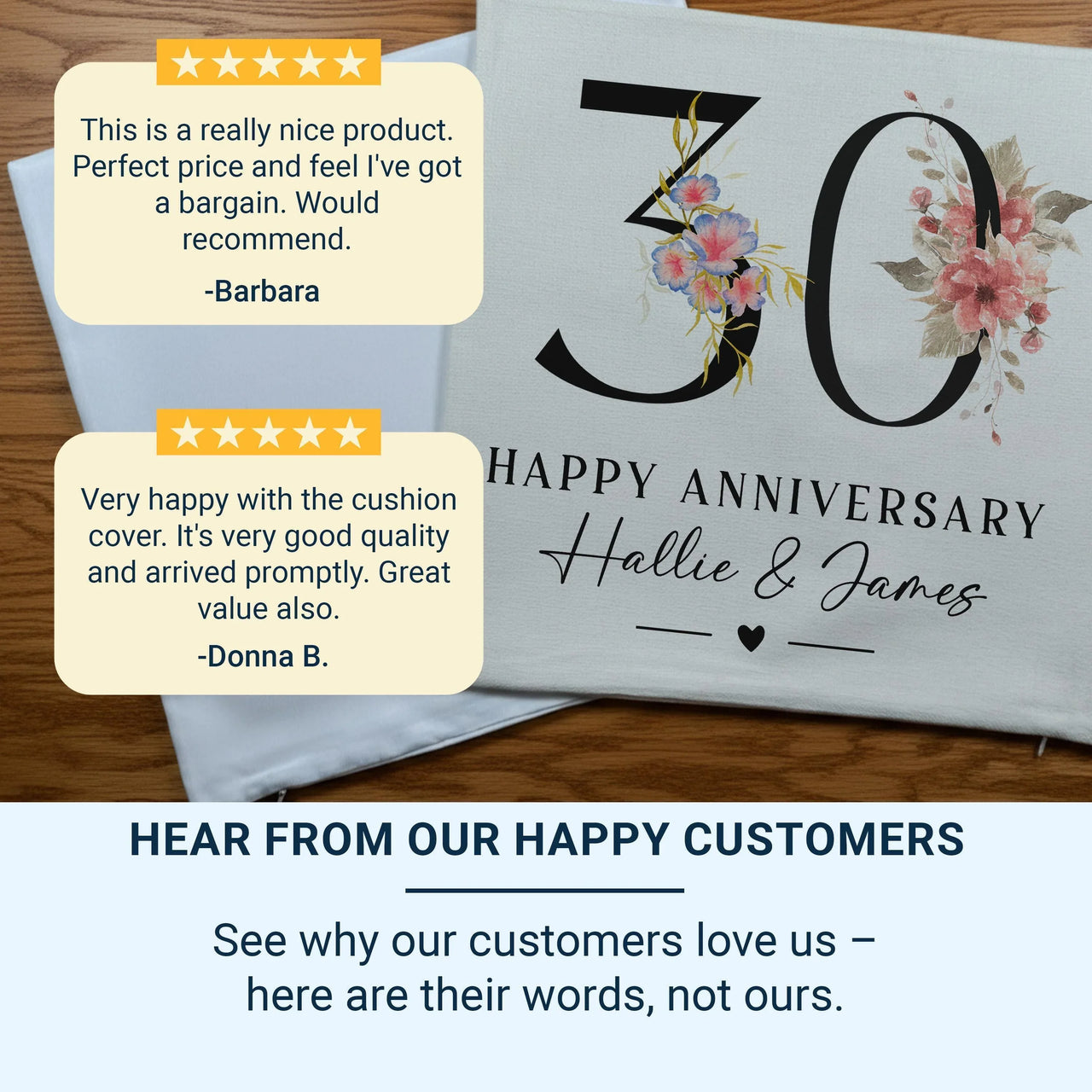 30th Anniversary Cushion – Personalised Floral Anniversary Pillow With Names