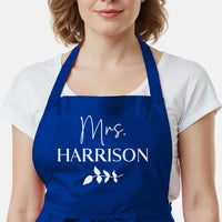 Personalised Couples Apron – Custom Mr And Mrs Kitchen Apron With Adjustable Neck Strap