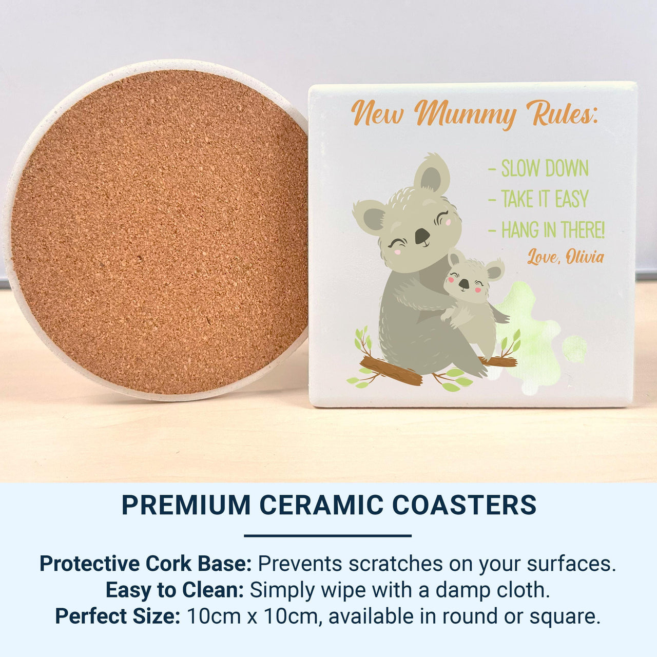 New Mummy Rules Personalised Mug – Koala Mum and Baby with Gentle Reminders – First Mother’s Day and Baby Shower Gift
