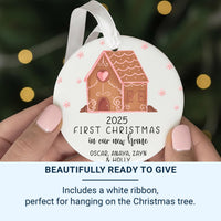 New Home Christmas Ornament 2025 - Gingerbread House with Family Names
