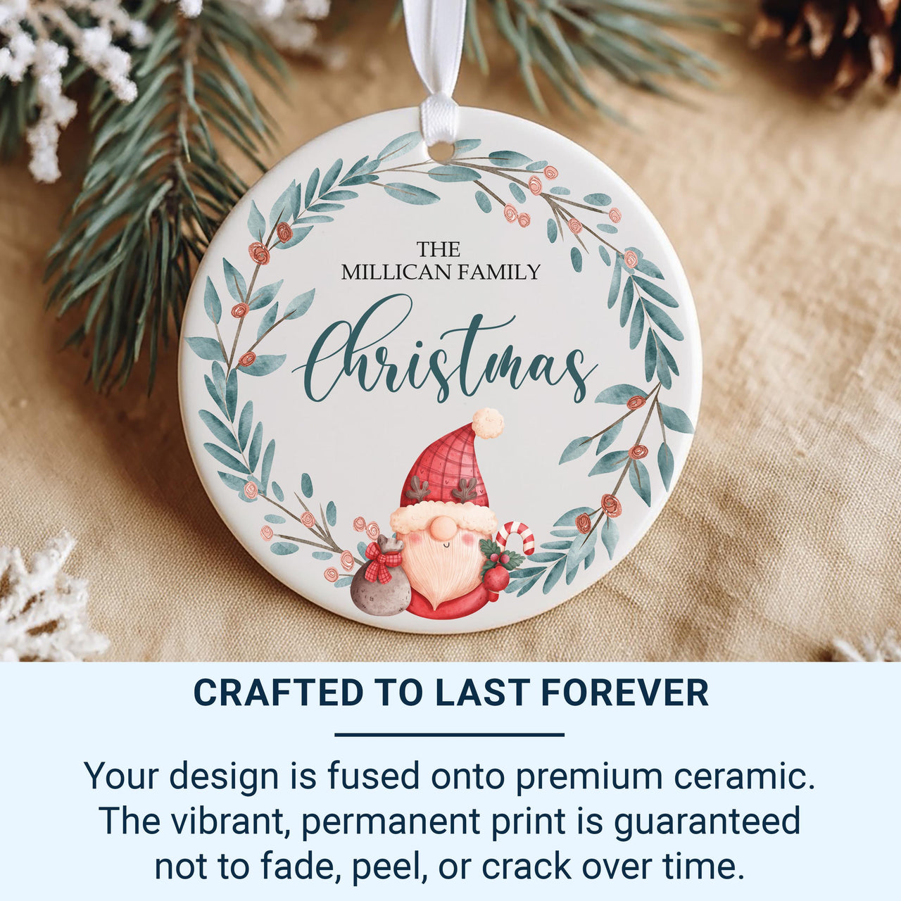 Personalised Christmas Family Ornament - Gonk Xmas Bauble - Gnome Ceramic Decoration - Family Gift - Christmas Present