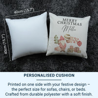Personalised Gnome Cushion – Custom Name Pillow | Festive Christmas Cushion