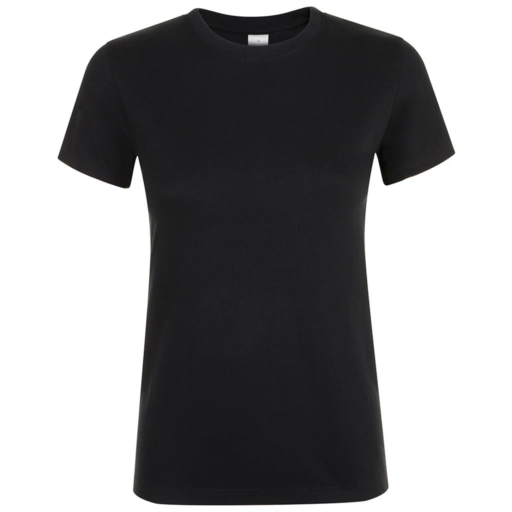 Ladies fit T-shirt (SOL'S Regent) in black, plain front before personalisation