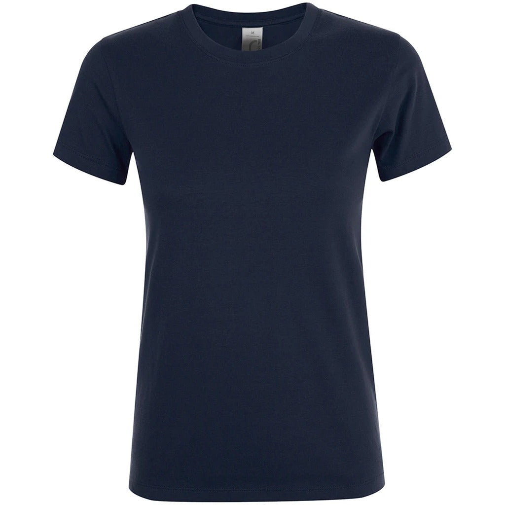 Ladies fit T-shirt (SOL'S Regent) in navy, plain front before personalisation
