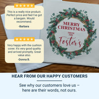 Personalised Family Christmas Cushion - Festive Wreath Keepsake with Your Family Name