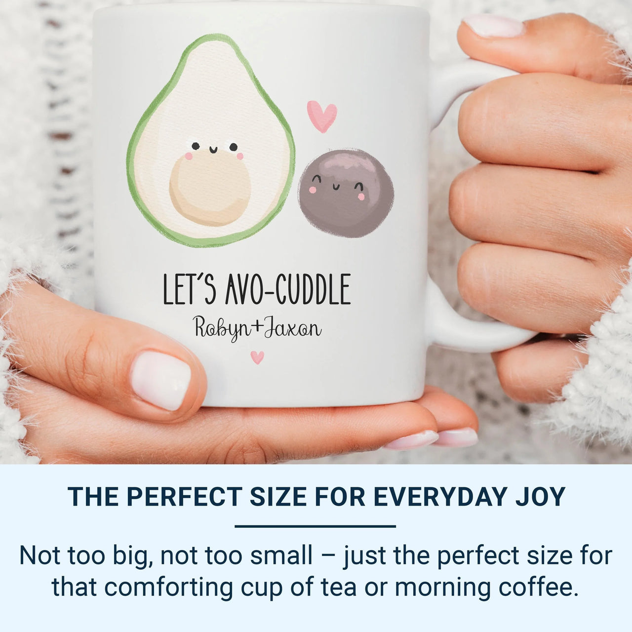 Personalised Couple Mug – Funny Romantic Avocado Mug with Custom Names – Anniversary Gift