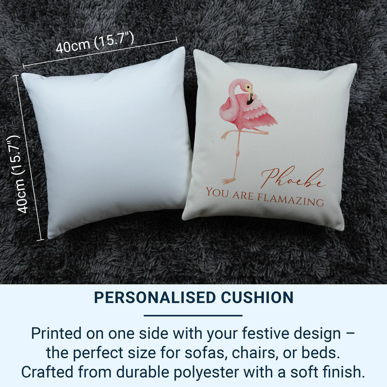 Personalised Flamingo Cushion - Fun Phrase with Name
