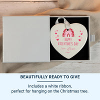 Valentine Rainbow Ornament - Personalised Ceramic Heart Keepsake with Custom Name & Message DENMARY
