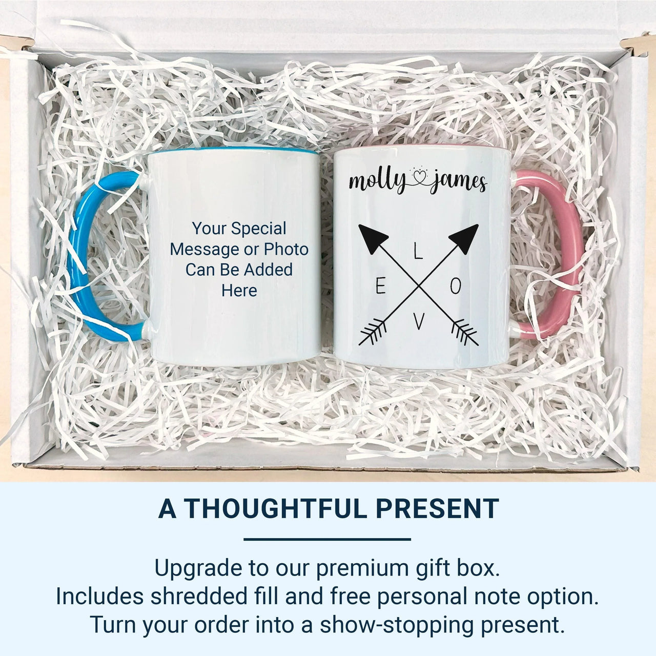 Personalised Couple Mug – Custom Love Arrows Ceramic Coffee Cup | Romantic Wedding Gift