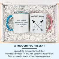 Personalised Couple Mug – Custom Love Arrows Ceramic Coffee Cup | Romantic Wedding Gift