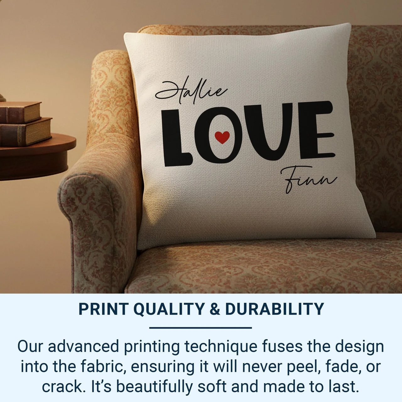 Personalised Love Cushion – Bold Typography Pillow | Romantic Keepsake Gift
