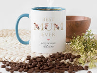 Best Mum Ever Mug – Personalised Child Name Coffee Cup with Heart and Roses