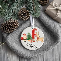 Santa Reindeer Ornament - Festive Sleigh Keepsake with Name for Kids