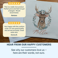 Personalised Christmas Cushion – Watercolour Deer Design | Soft Touch Cover