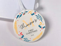 Baby First Christmas Ornament - Bright Foliage Keepsake with Name & Year for Newborns