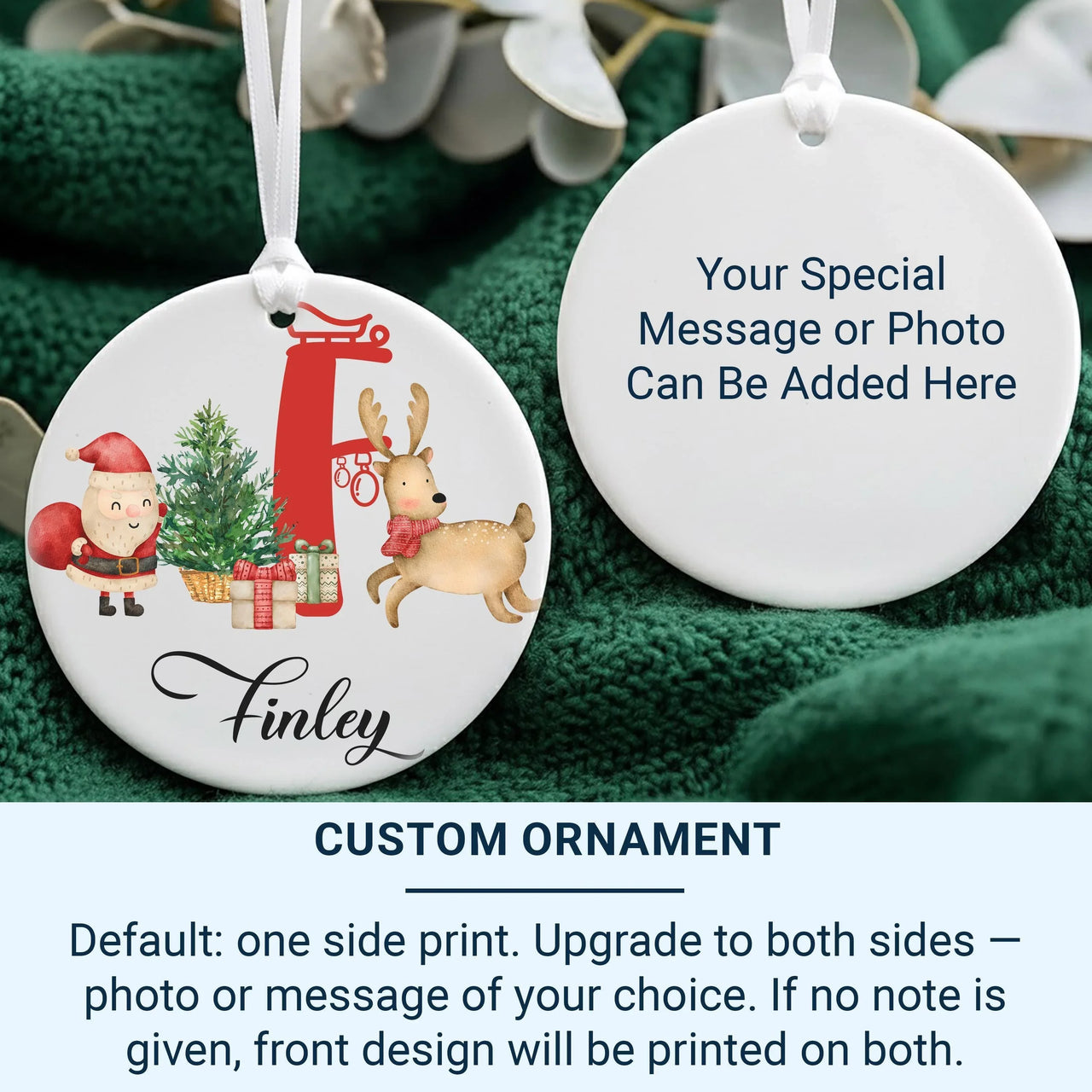 Santa Reindeer Ornament - Festive Sleigh Keepsake with Name for Kids