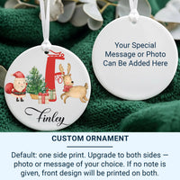 Santa Reindeer Ornament - Festive Sleigh Keepsake with Name for Kids