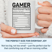 Funny Gamer Nutritional Facts Mug, Gift for Gamers, 11oz Cup, Best Gamer Ever Coffee Mug, Gift for Him, Gamer Boyfriend Mug, Gaming Gift UK