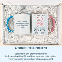 Personalised Gamer Mug – Two Player Mug with Controller Heart Design | Couple Names Gift