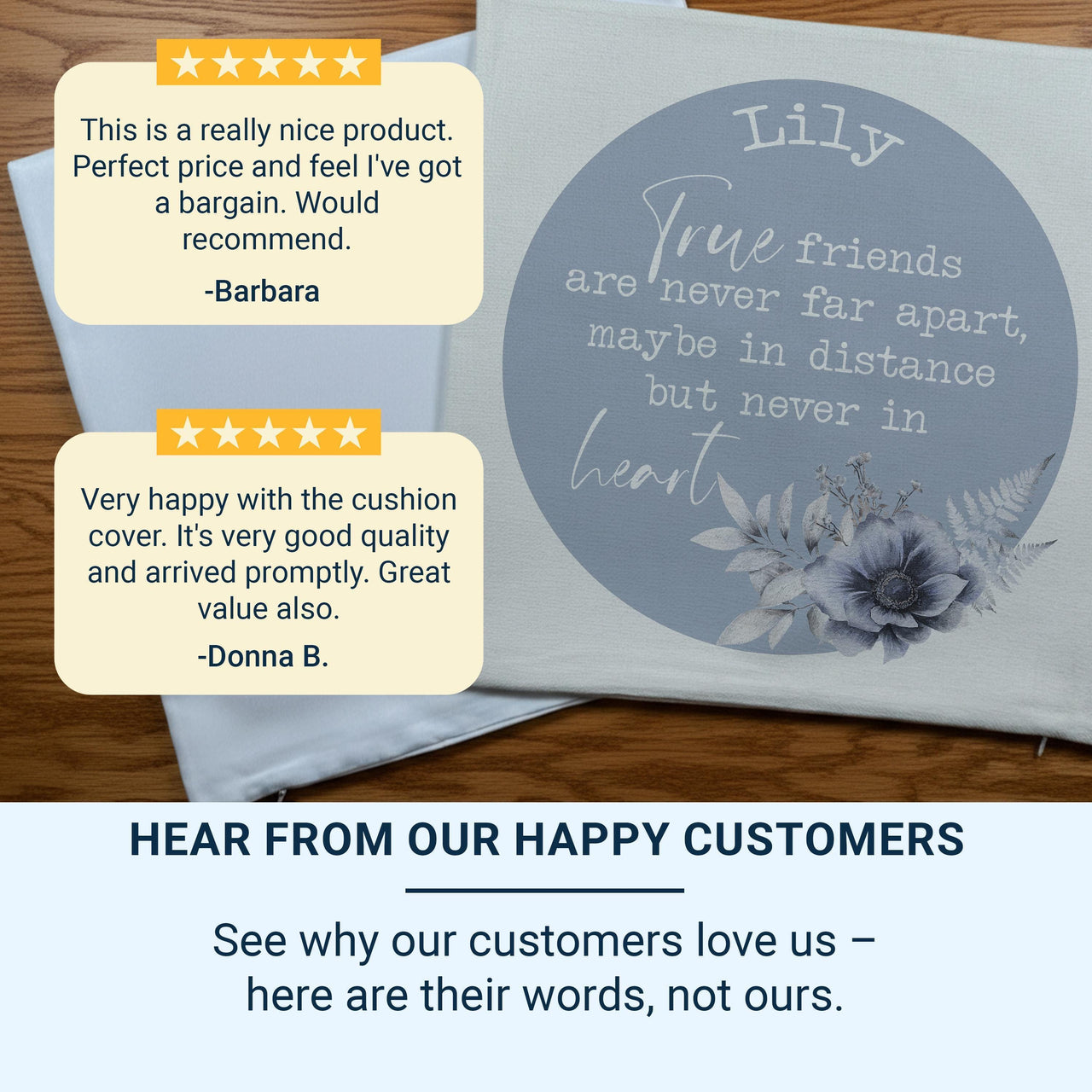 Personalised Best Friend Cushion, Besties Gift, True Friends are Never Apart Pillow Case, Long Distance Birthday Gift, Flower Pillow Case