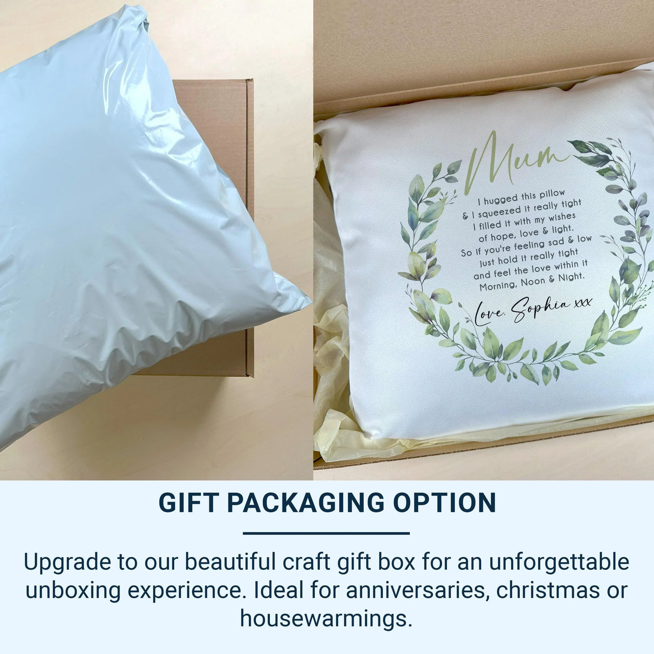 Personalised Mum Cushion – Custom Name Pillow With Floral Wreath Design & Sentimental Keepsake DENMARY