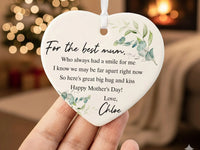 Mother Day Poem Heart Ornament - Floral Keepsake with Name & Distance Message DENMARY