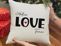 Personalised Love Cushion – Bold Typography Pillow | Romantic Keepsake Gift
