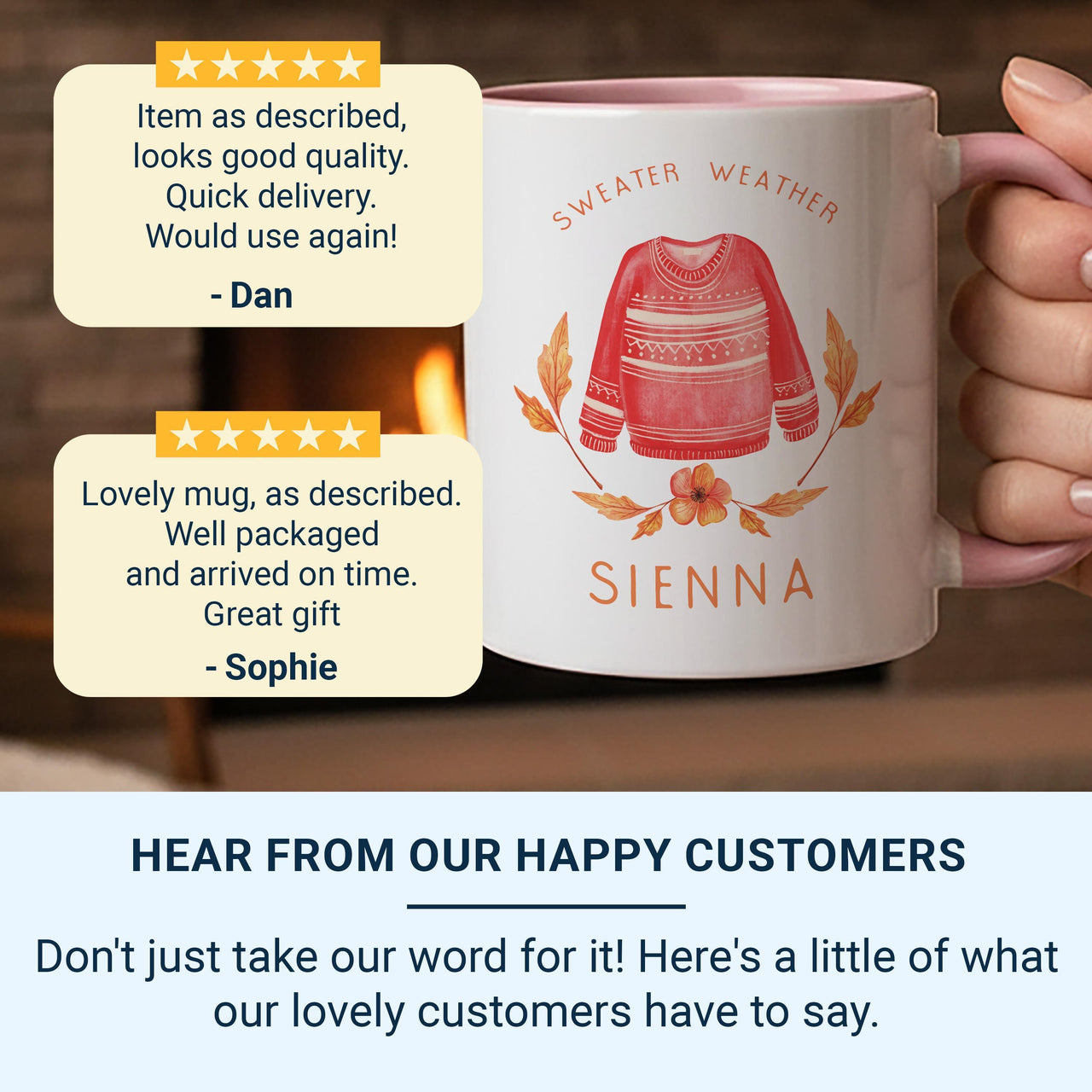 Sweater Weather Personalised Name Mug – Cosy Red Jumper Design for Autumn Lovers, Hygge Evenings and Fall Birthdays