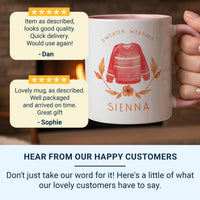 Sweater Weather Personalised Name Mug – Cosy Red Jumper Design for Autumn Lovers, Hygge Evenings and Fall Birthdays