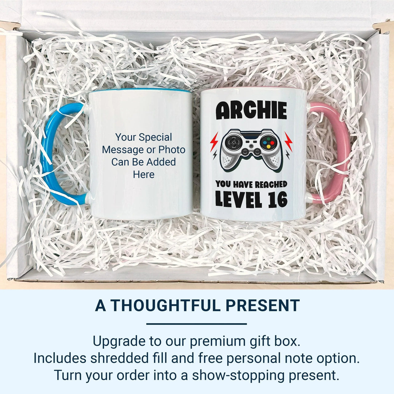 Personalised Gamer Mug – Level 16 Coffee Cup | Custom Name & Age Birthday Gift