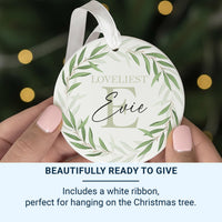 Leafy Wreath Ornament - Elegant Name Keepsake for Family Tree & Milestone Celebrations
