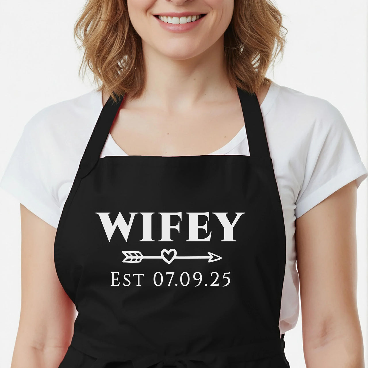 Personalised Couple Aprons – Matching Custom Name Aprons with Adjustable Fit