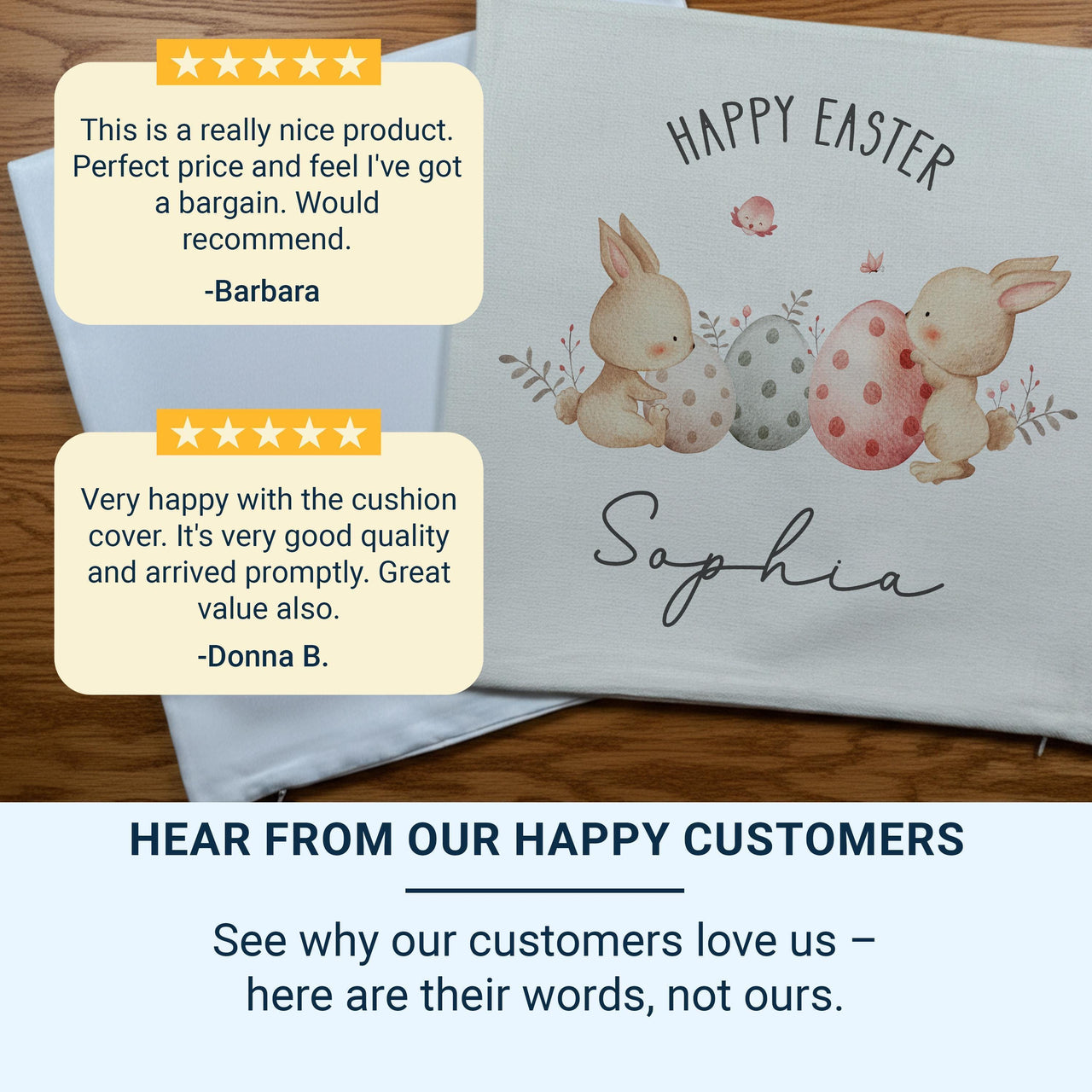 Personalised Easter Bunny Cushion with Name - Playful Spring Keepsake for Children and Family Homes