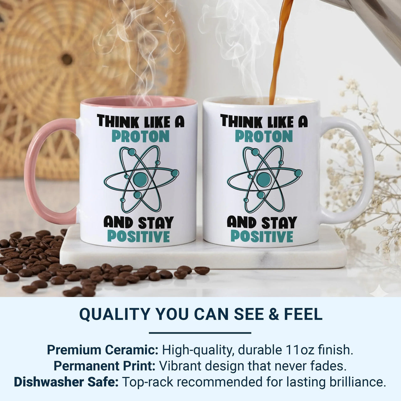 Stay Positive Mug – Science Teacher Gift | Motivational STEM Ceramic Coffee Cup