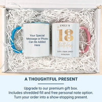 18th Birthday Mug – Personalised Gold Star Design With Name, Date & Message