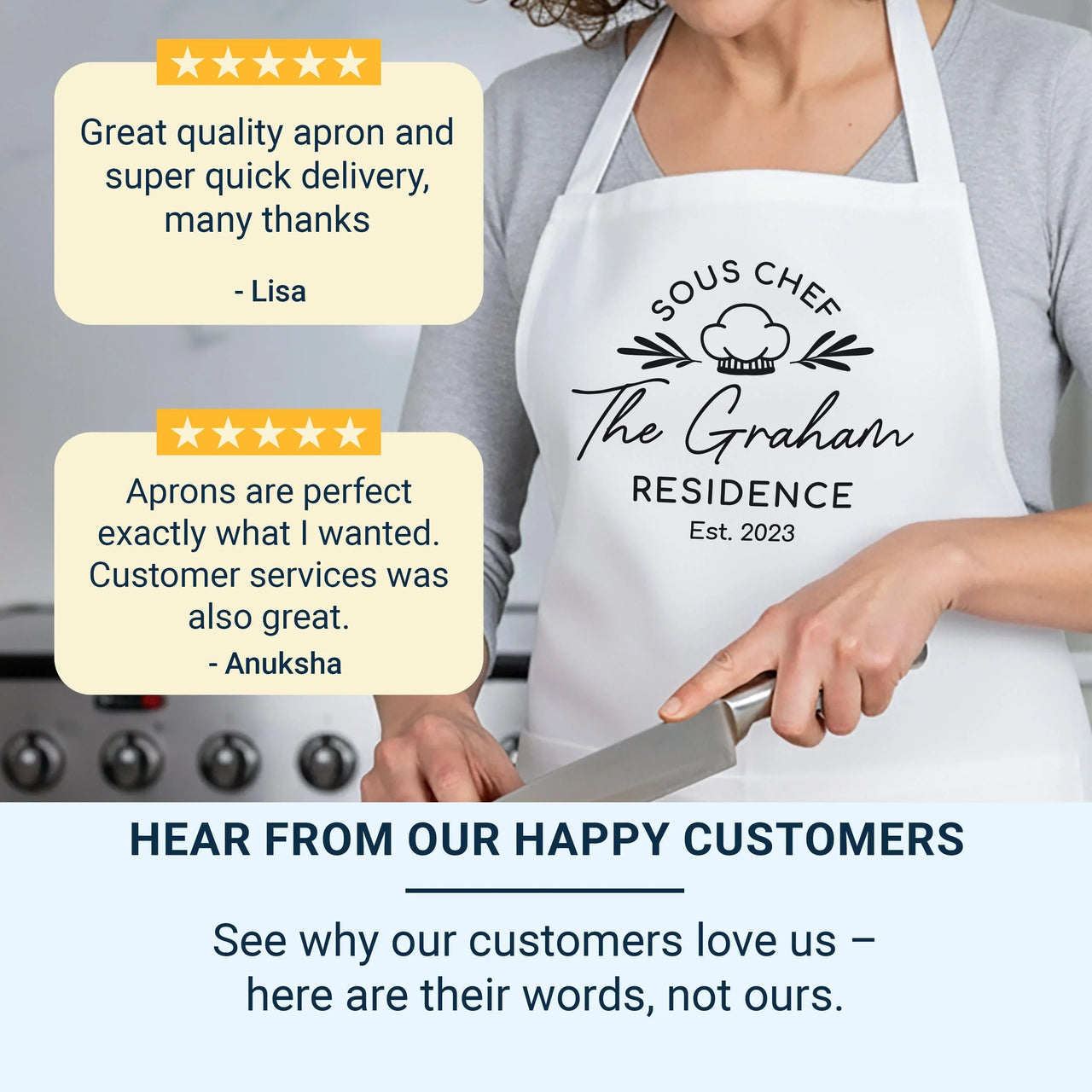 Matching Couple Aprons – Personalised Cooking Aprons With Adjustable Neck Strap