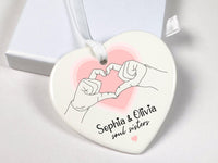 Soul Sisters Heart Ornament - Pinky Promise Keepsake with Names for Best Friends