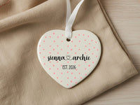 Polka Dot Heart Ornament - Couple Keepsake with Names & Established Date