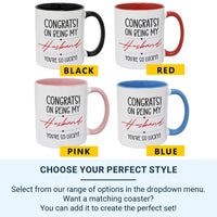 Funny Husband Mug – Bold Black & Red Hearts Anniversary Gift Idea