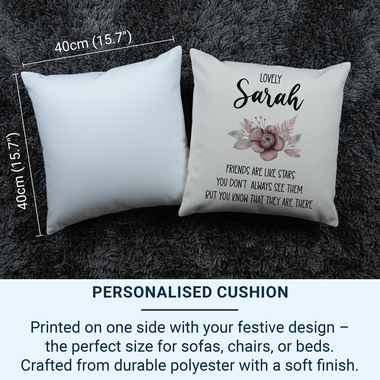 Personalised Friends are Like Stars Cushion - Novelty Pillow for Best Friend - Birthday or Christmas Gift - Sister Present - Bestie Gift