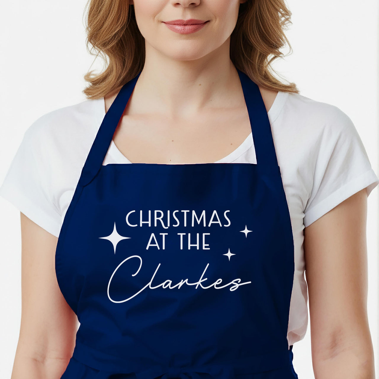 Personalised Christmas Apron – Custom Family Name | Adjustable Kitchen Apron Gift