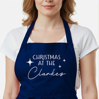 Personalised Christmas Apron – Custom Family Name | Adjustable Kitchen Apron Gift
