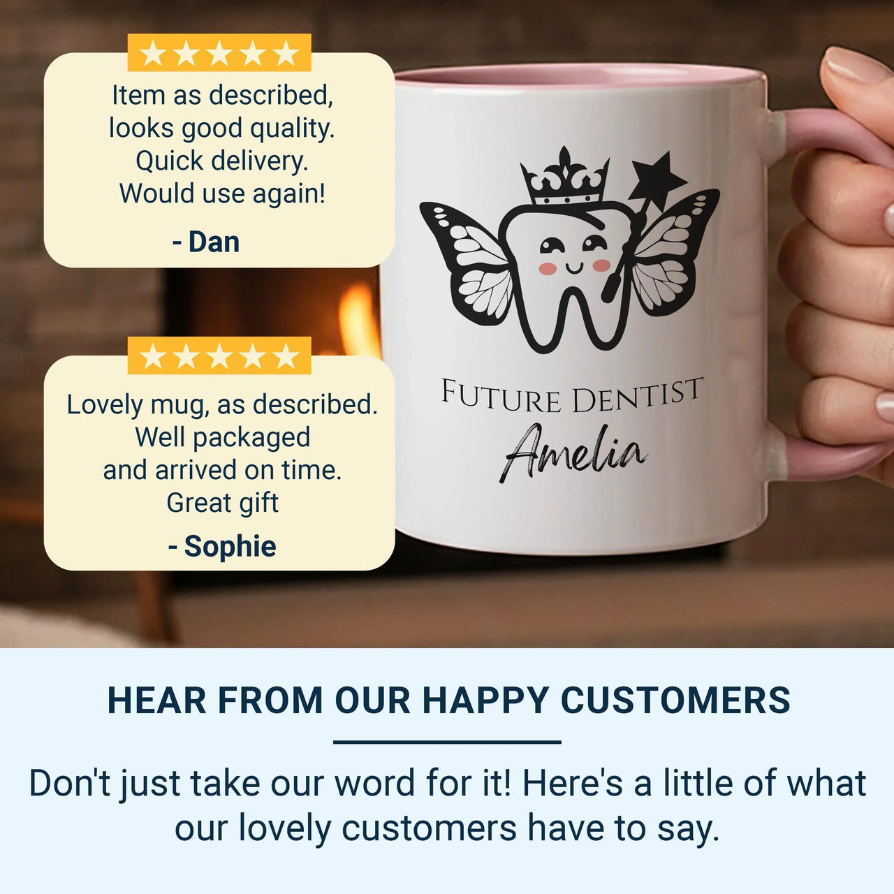 Future Dentist Mug – Personalised Coffee Mug with Cute Tooth Design for Dental Students