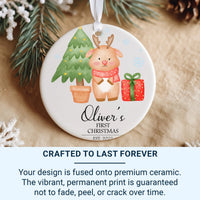 Reindeer Baby Ornament - First Christmas Keepsake with Name & Year for Newborns