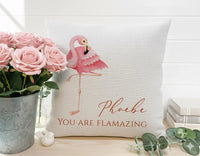 Personalised Flamingo Cushion - Fun Phrase with Name
