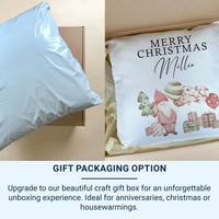 Personalised Gnome Cushion – Custom Name Pillow | Festive Christmas Cushion